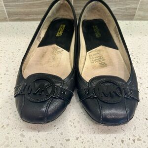 Michael Kors Black Leather Flats, Size 8